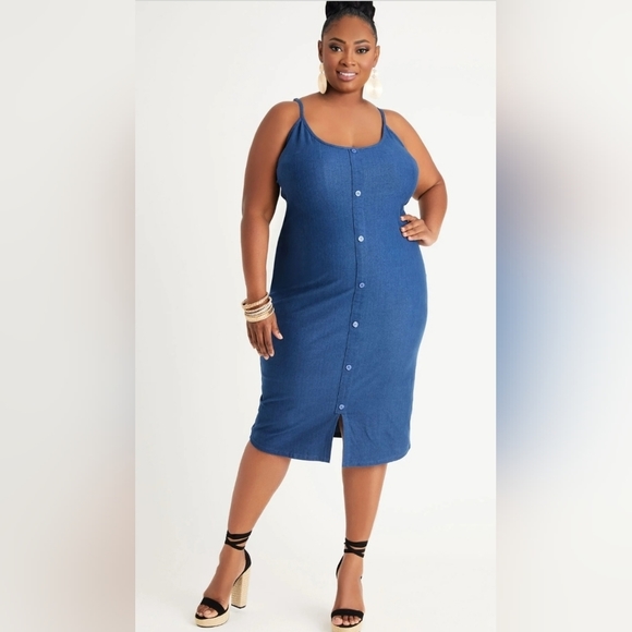 bodycon plus size denim dress Snatched Denim Dress  Curve | Plus Size Dresses